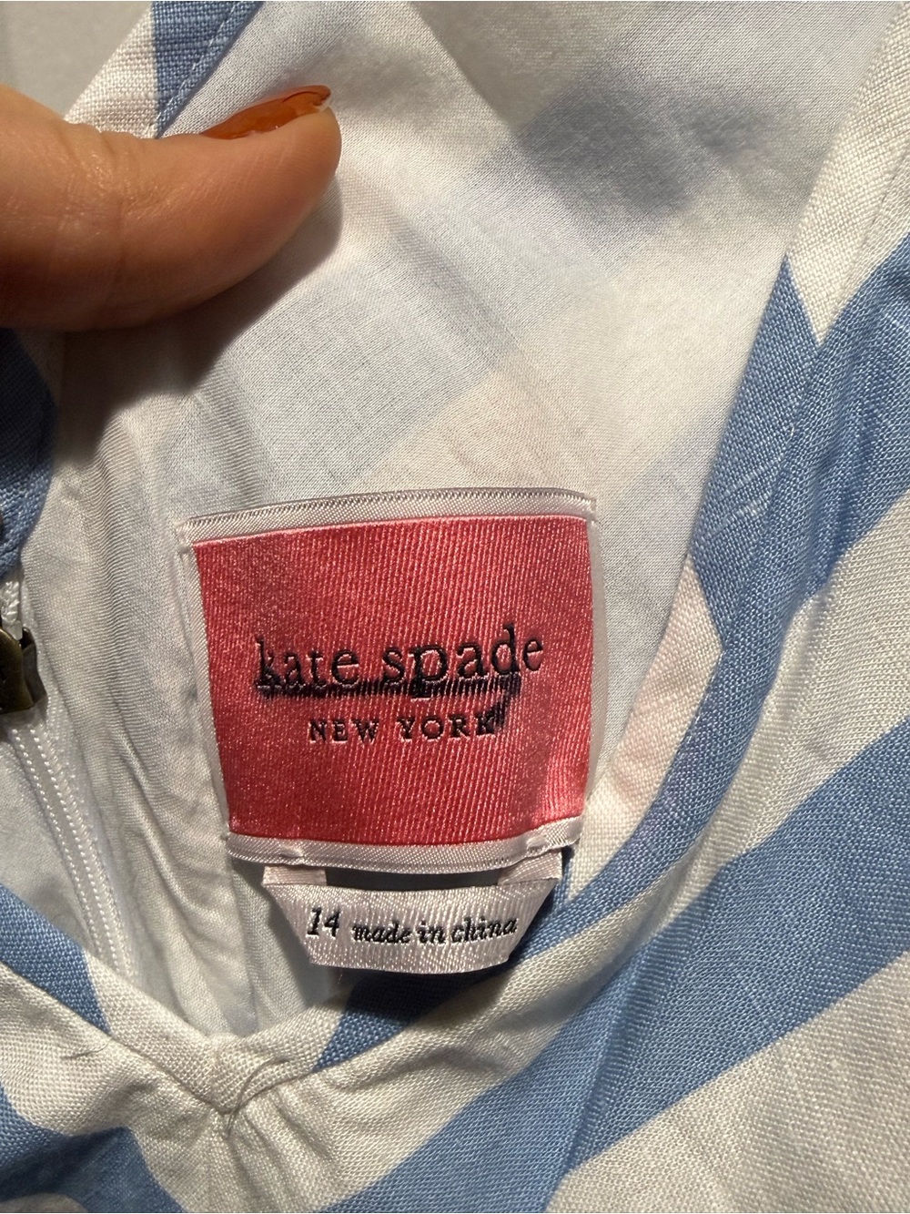 Kate Spade Blue and White Striped V-Neck Midi Dress - Picture 4 of 5